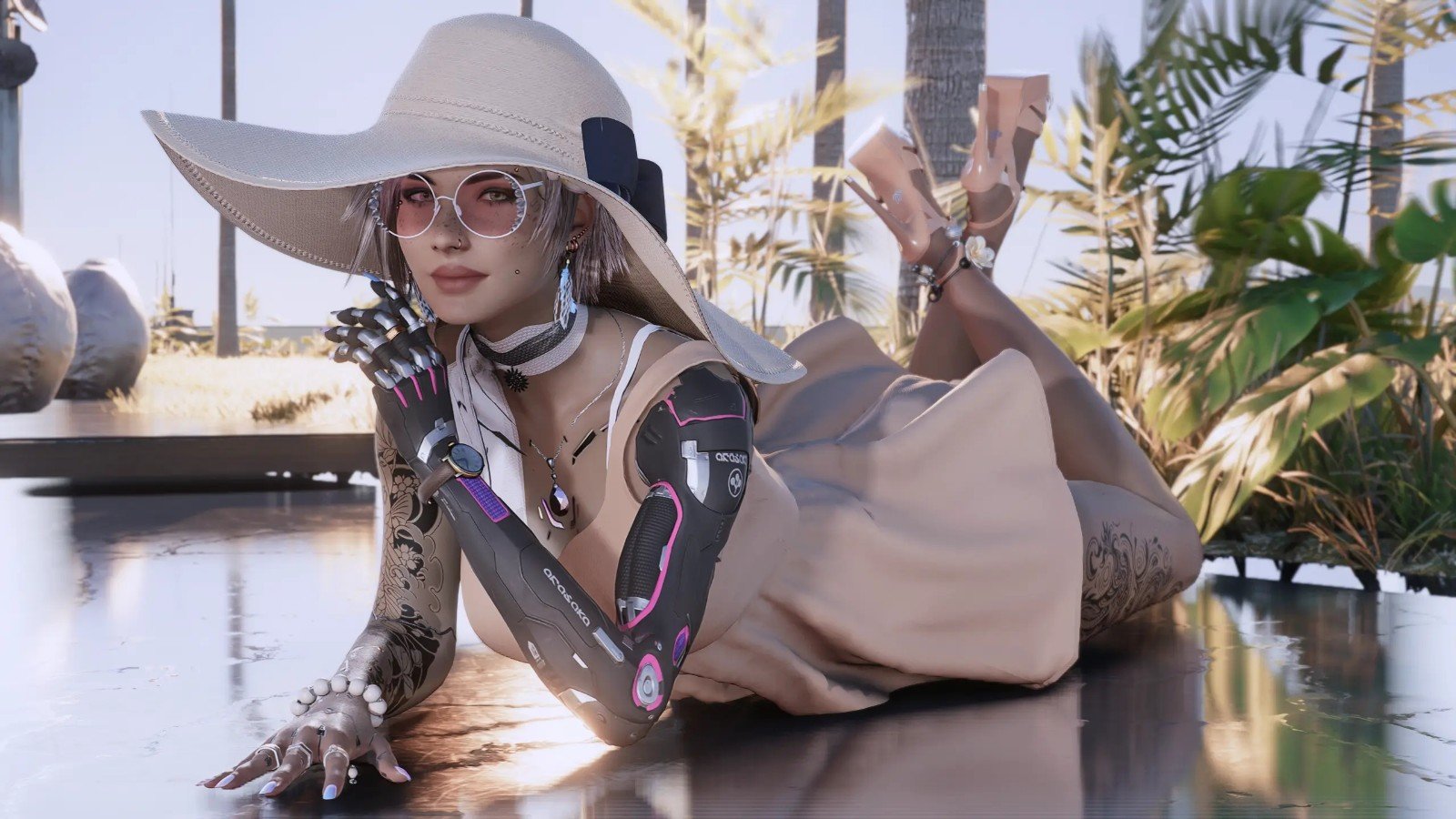 賽博朋克2077女V娃娃吊帶連衣裙MOD